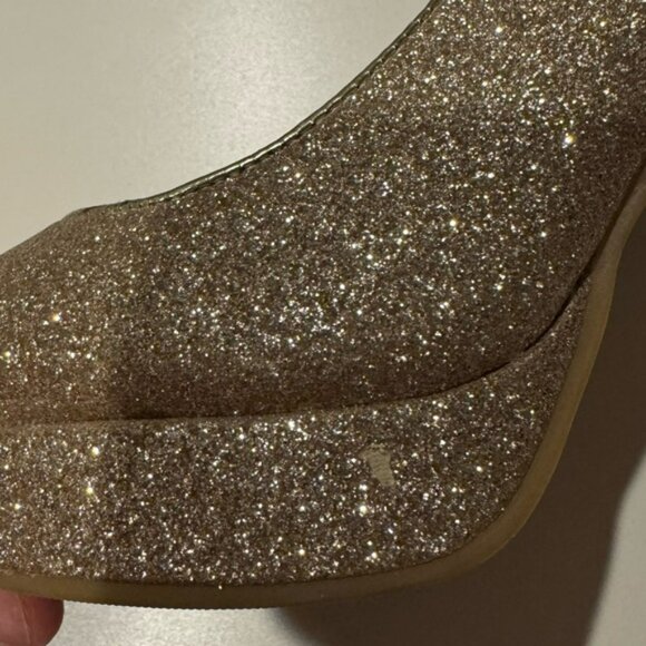 Steve Madden Platform P-Karo Gold Glitter Peep Toe Heels Women’s size 7.5 - Picture 11 of 12